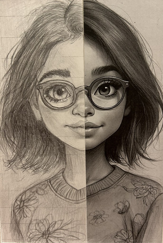 AI self portrait of Byron Middle School 7th grader Kali Oltmanns