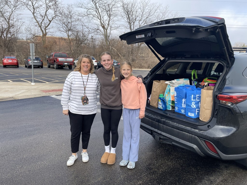 7th Graders Ada Hazzard and Maddo Hogan along with Mrs. Bukoski collected items for the BHS food Pantry