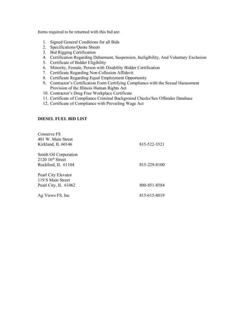 Invitation to Bid Diesel Fuel - Bid Specifications