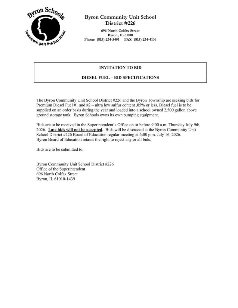 Invitation to Bid Diesel Fuel - Bid Specifications
