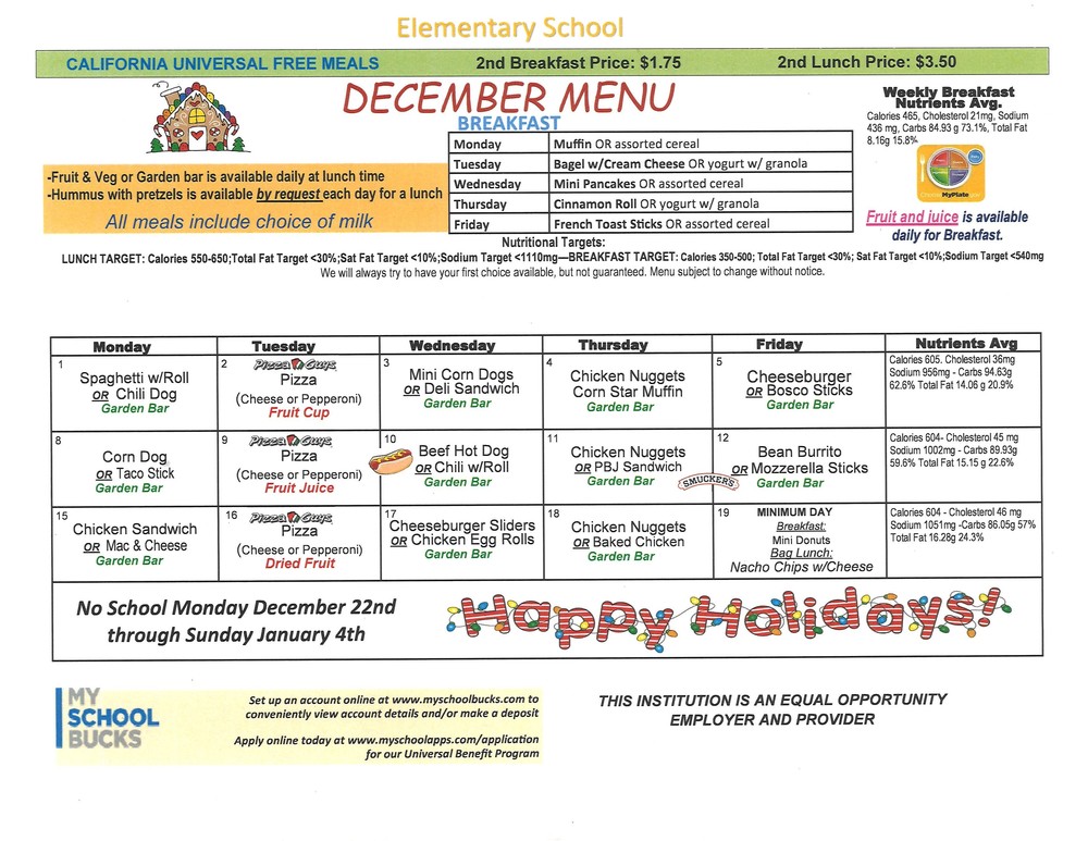 December Menu