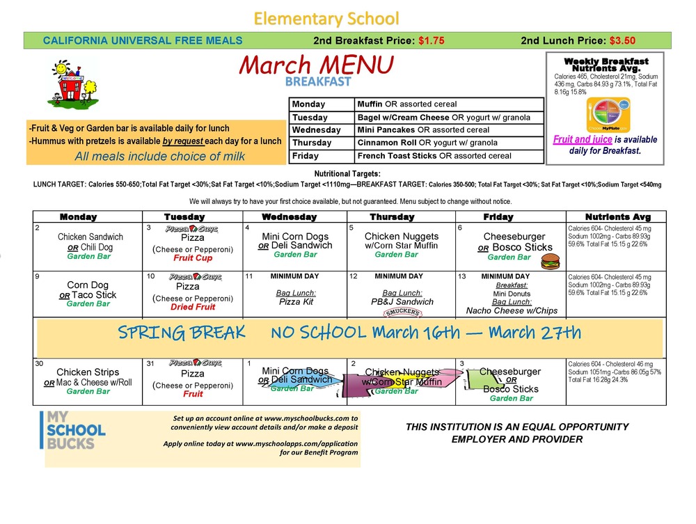 March Menu