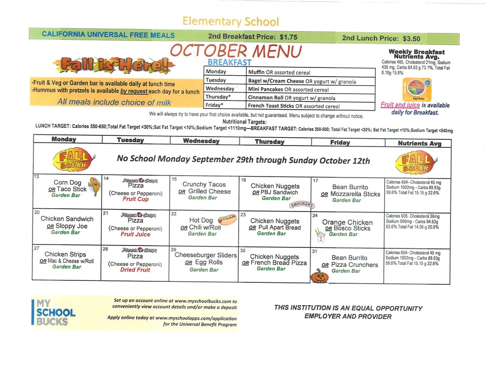 October Menu