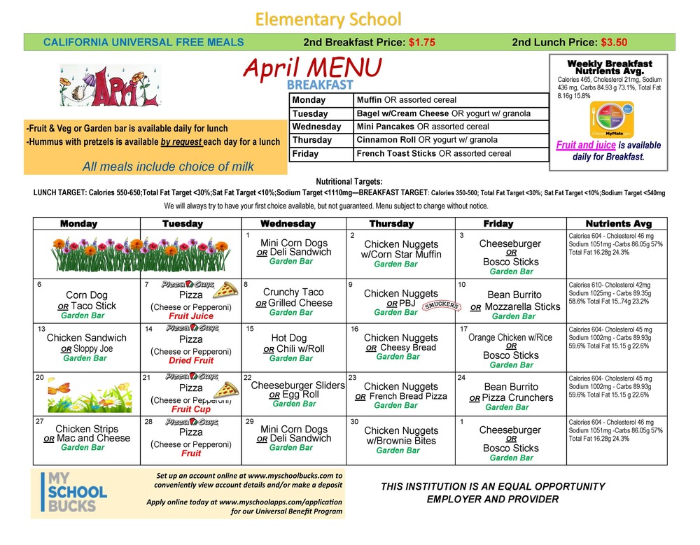 April Menu