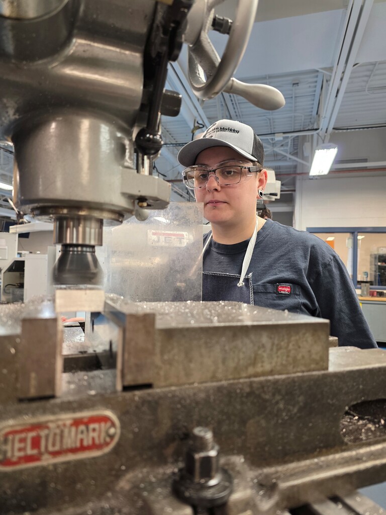 Female student at machine