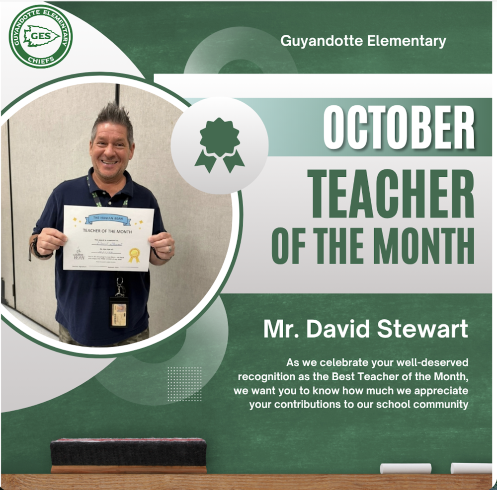 October Teacher of the Month is David Stewart