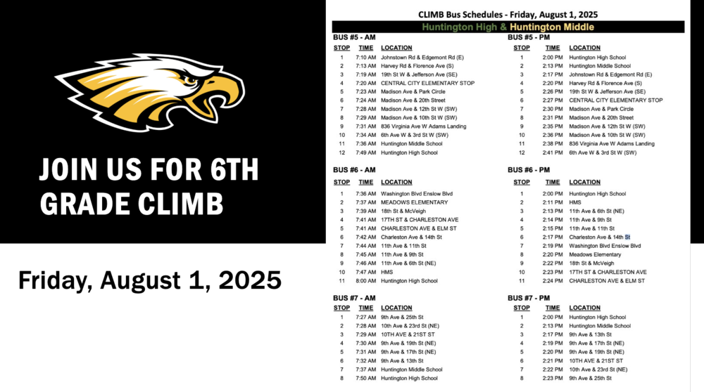 Climb Bus Schedule