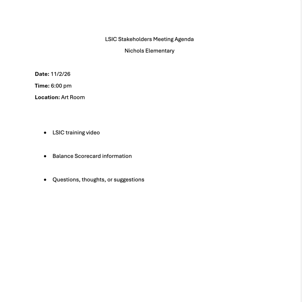 LSIC agenda