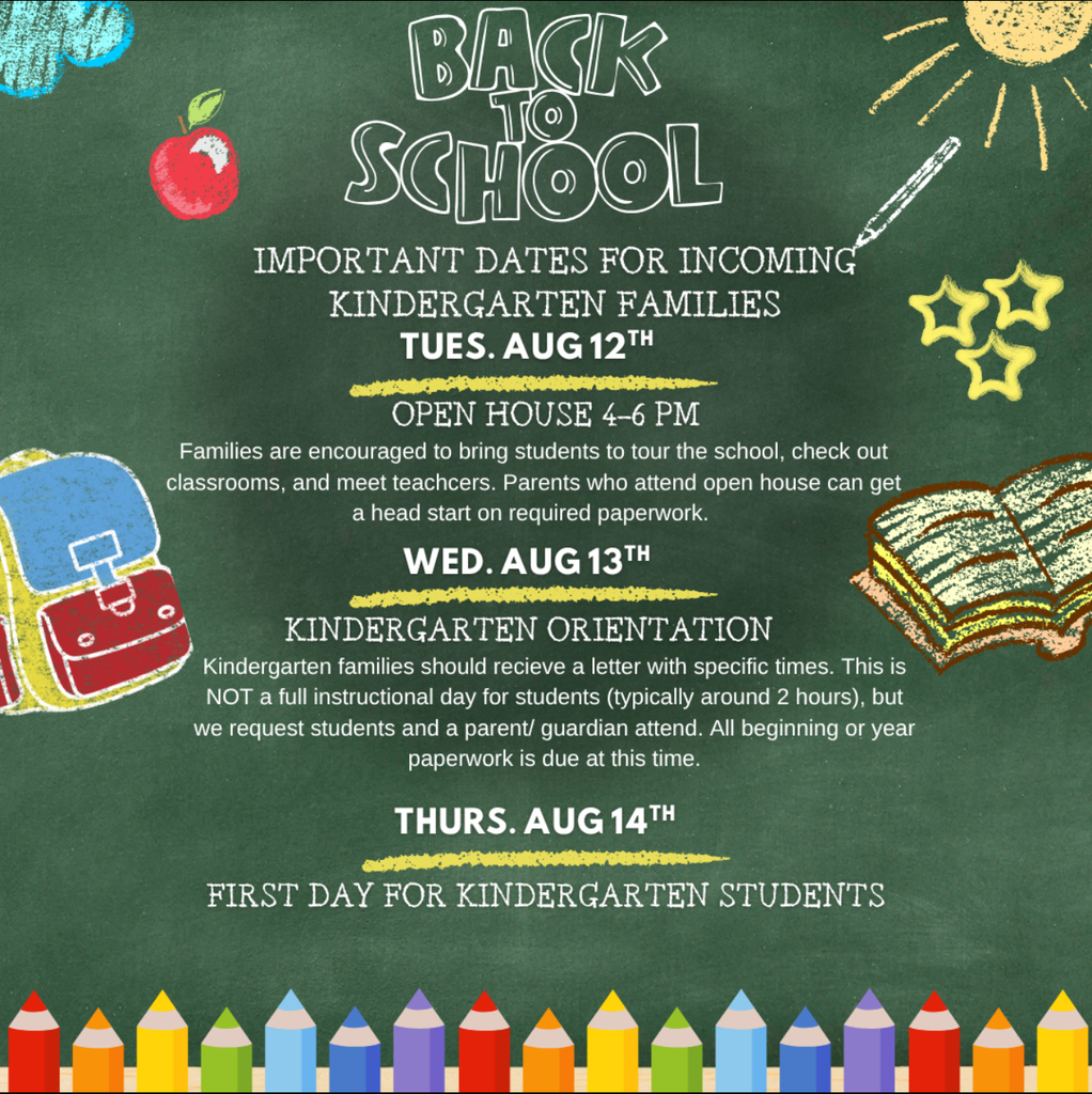 Back to School Dates Kindergarten Image