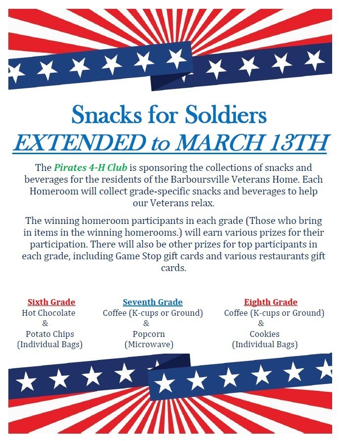 Snacks for Soldiers Extended to March 13th, 2026