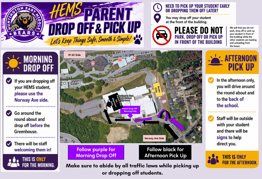 parent drop off and pick up info