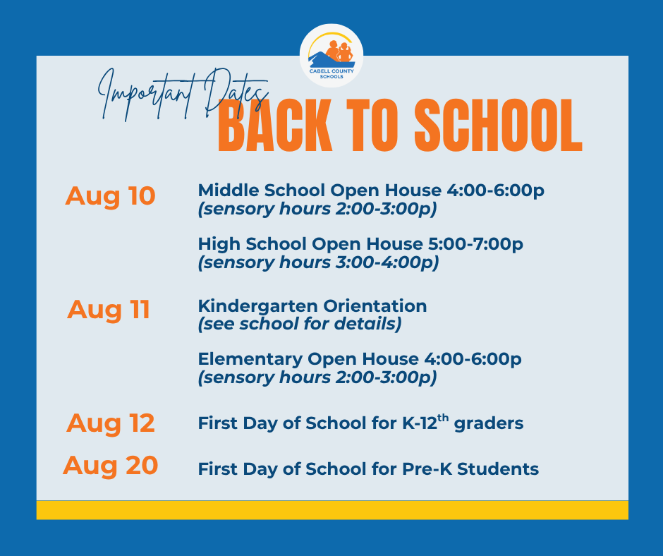 Important Dates for Back to School