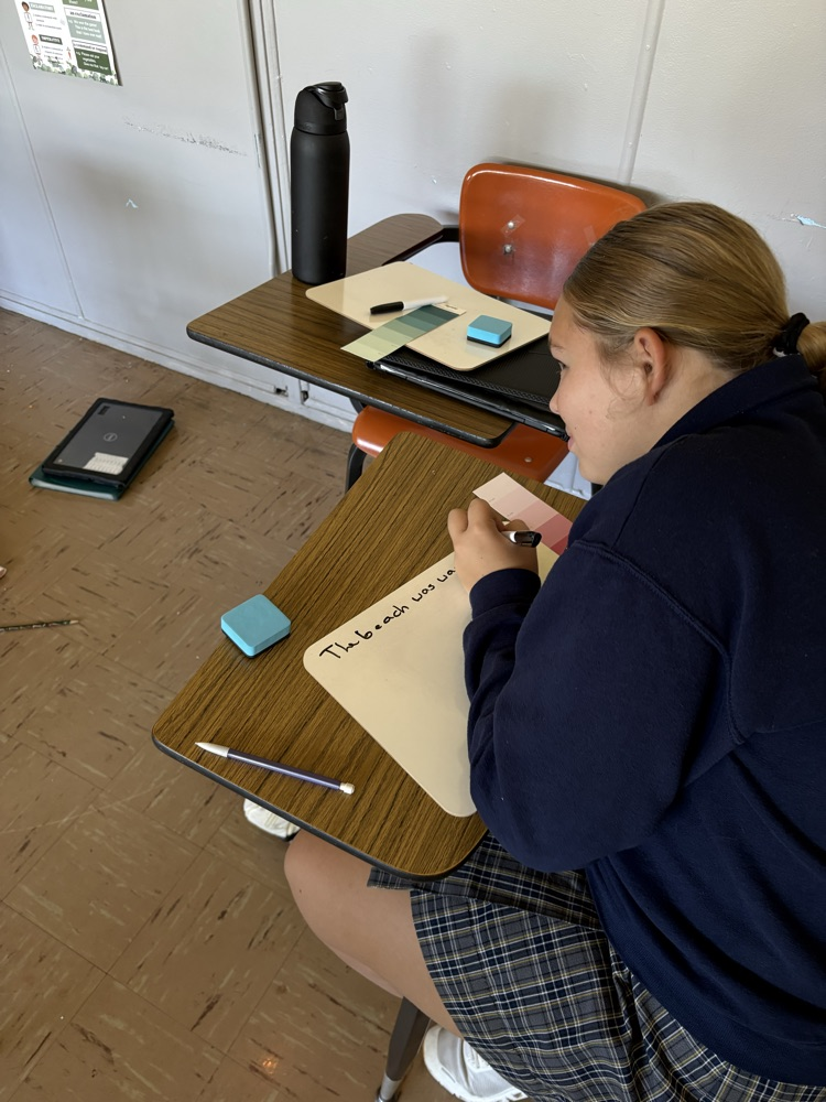 9th grade student, Emma Orris, working hard on her analysis.