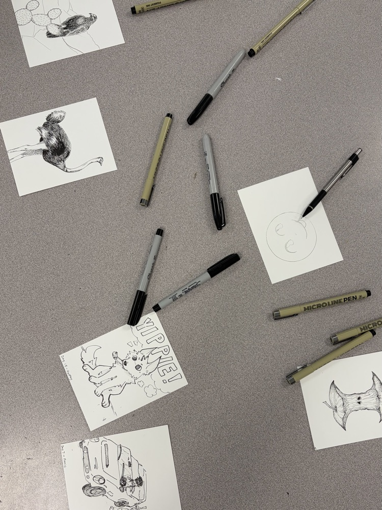 Black and white drawings in process