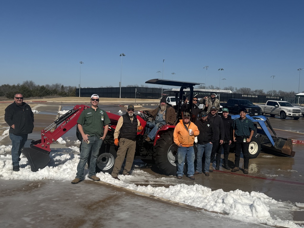 crews clearing ice and snow from parking lots