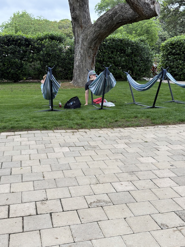relaxing in the hammocks 