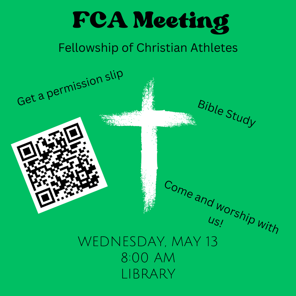 Join us for a prayer walk at the last FCA meeting of the year Wednesday at 8:00 am in the library