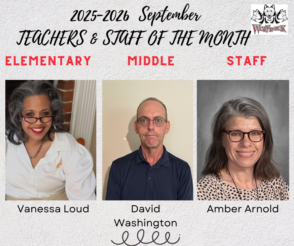Teachers & Staff of the Month- Named