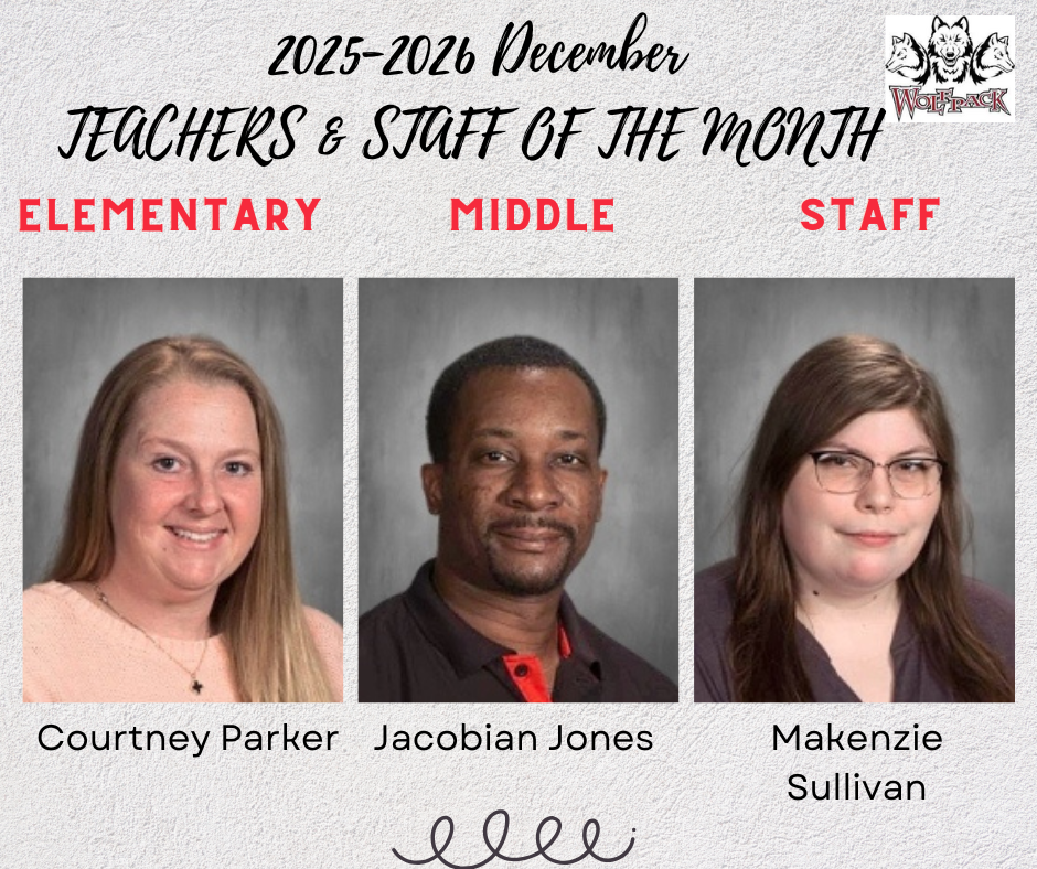 Teachers & Staff of the Month- Named