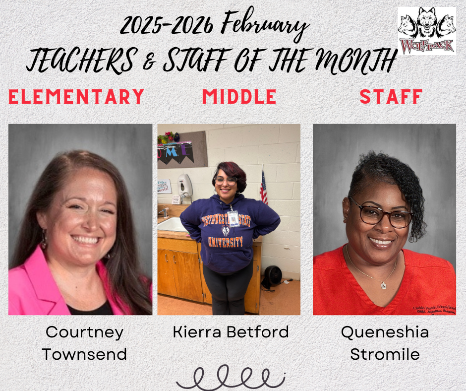 Teachers & Staff of the Month- Named