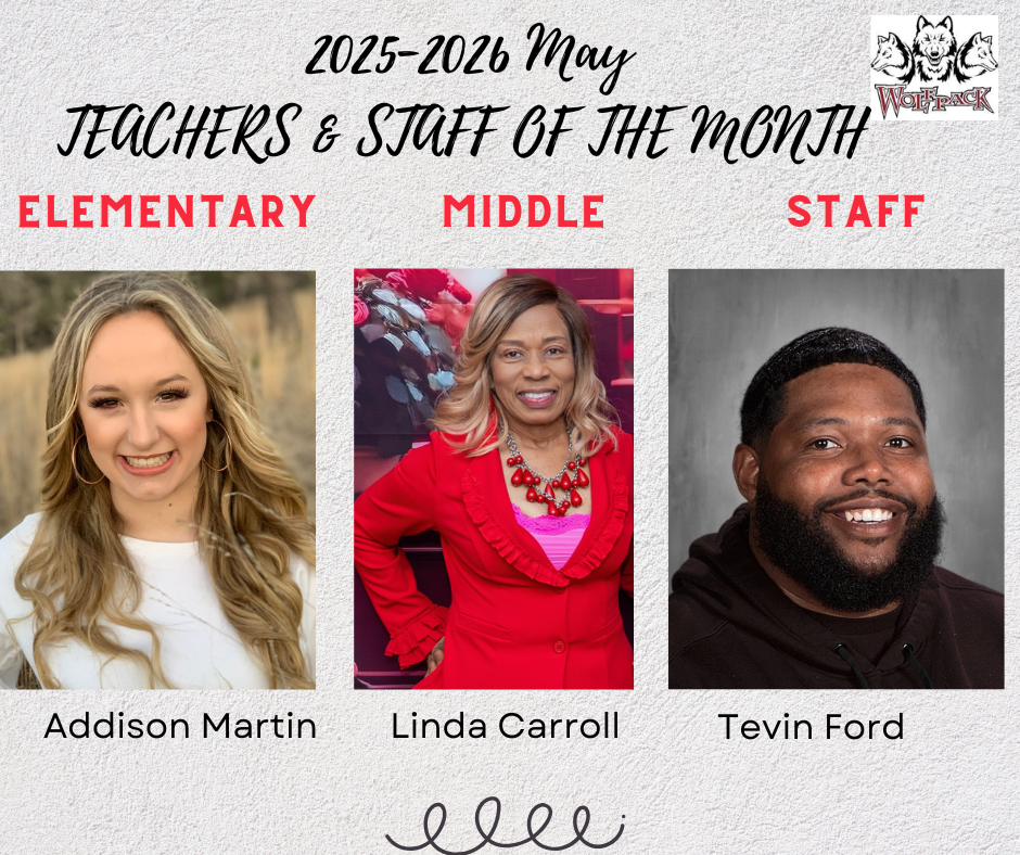 Teachers & Staff of the Month- Named