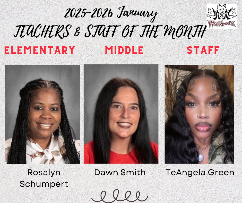 Teachers & Staff of the Month- Named