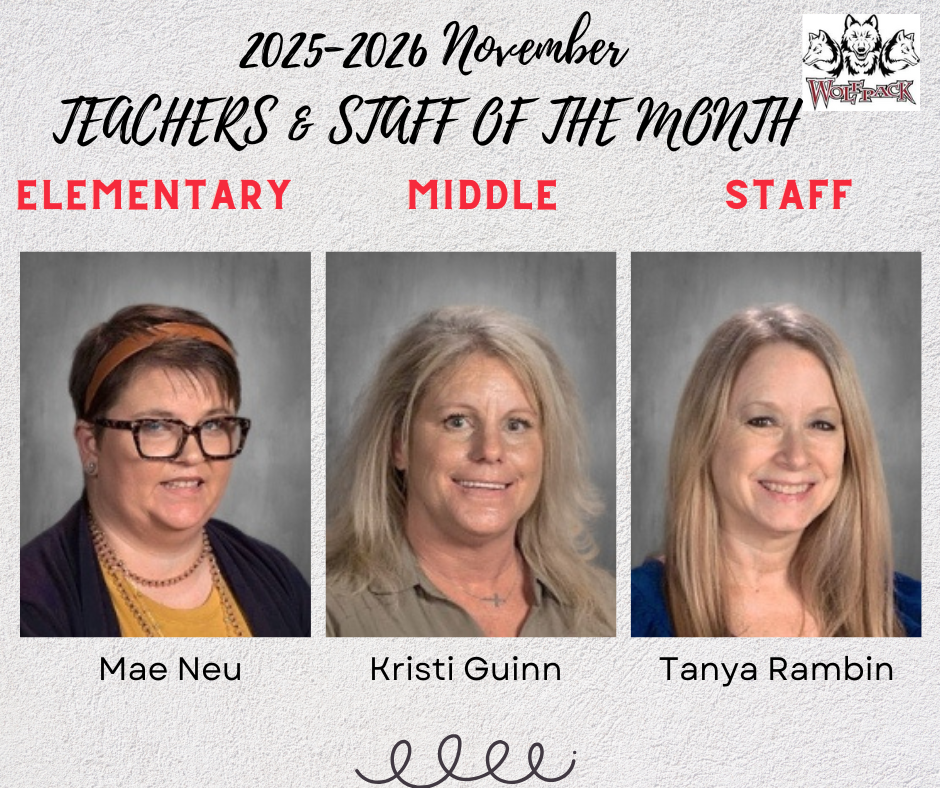 Teachers & Staff of the Month- Named