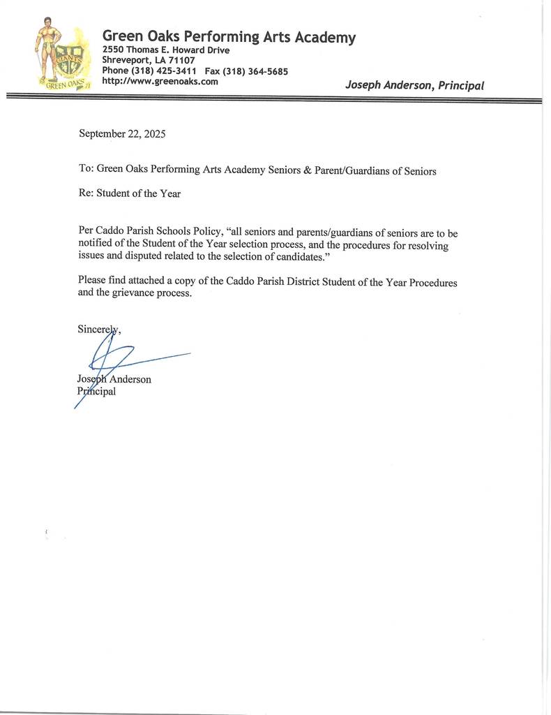 GO Principal Letter