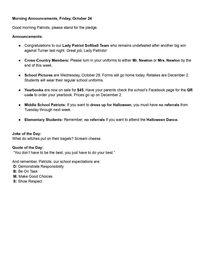 Morning Announcements, Friday, October 24_page-0001