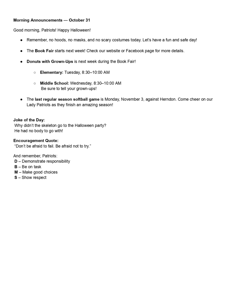 Morning Announcements — October 31_page-0001