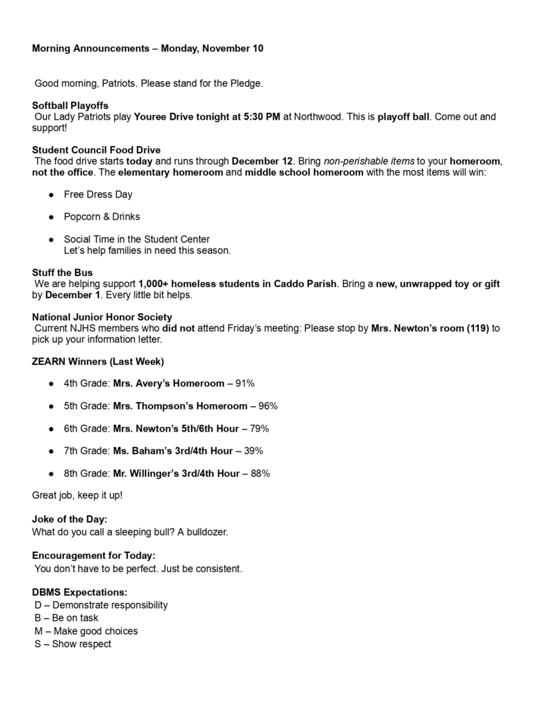 Morning Announcements – Monday, November 10_page-0001