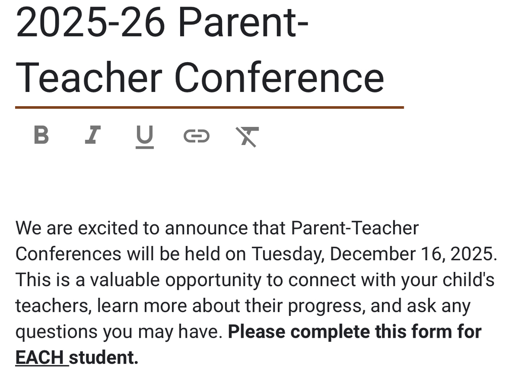 Parent Teacher Conference December 16, 2025