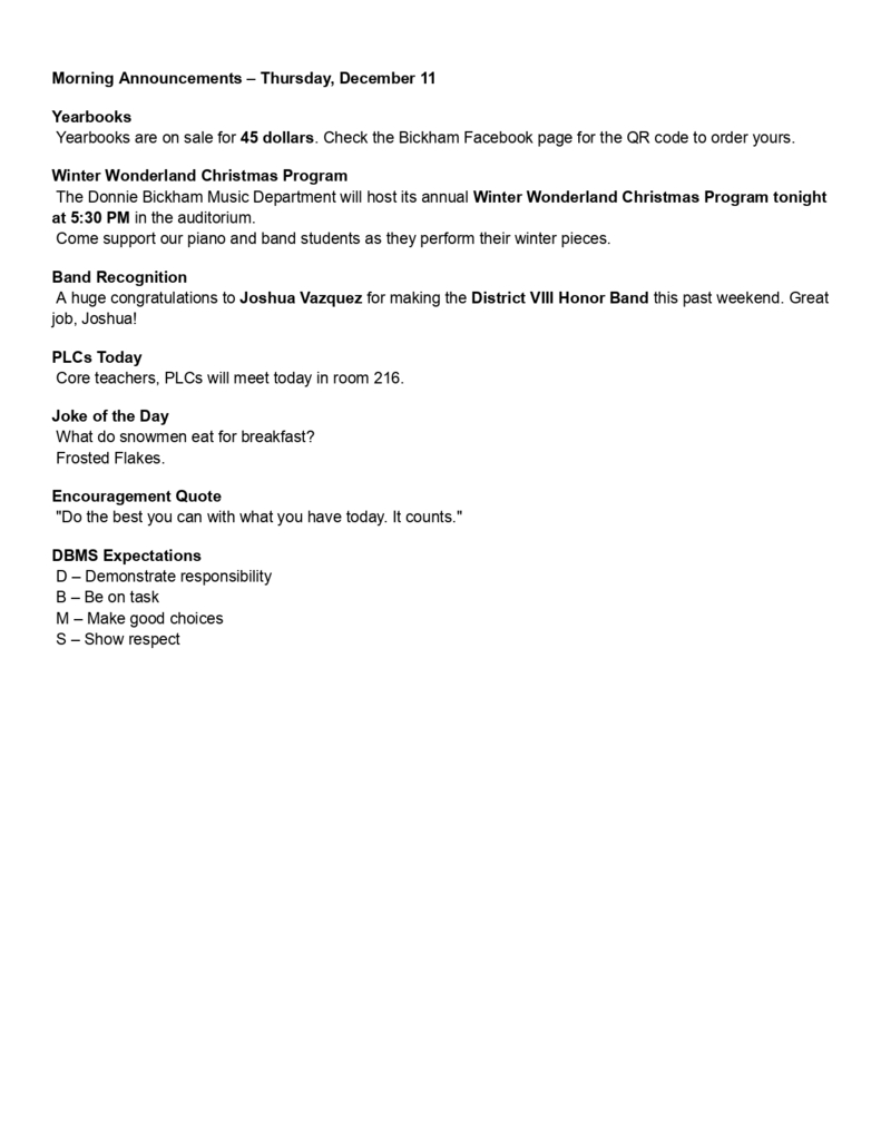 Morning Announcements – Thursday, December 11_page-0001