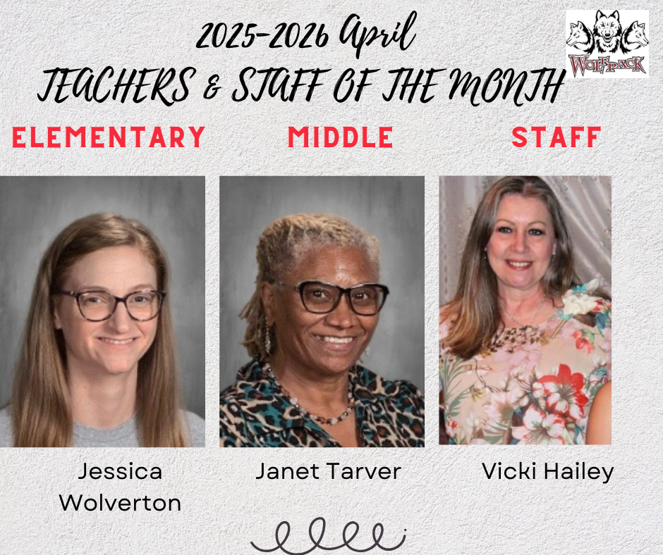 Teachers & Staff of the Month- Named