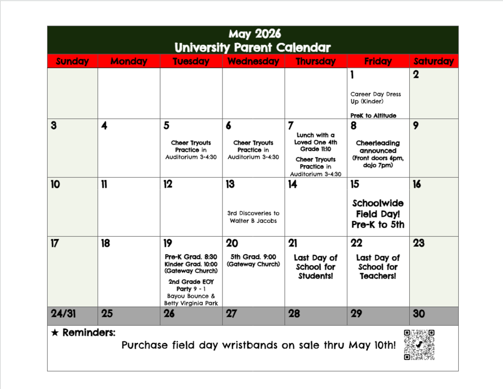 May Parent Calendar