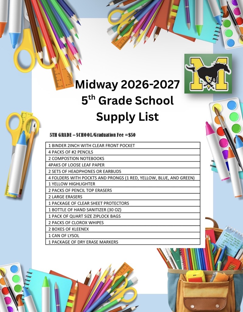 Midway 2026-2027 5th Grade School Supply List