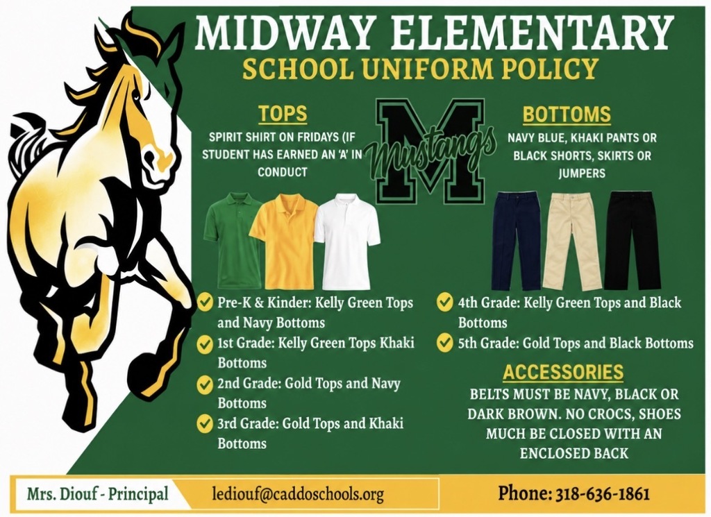 Midway Pre K- 5th Grade uniform list