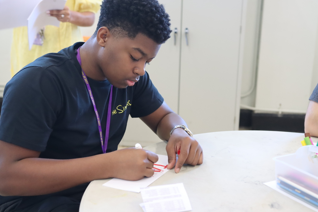 Students in class on the first day of school at Byrd