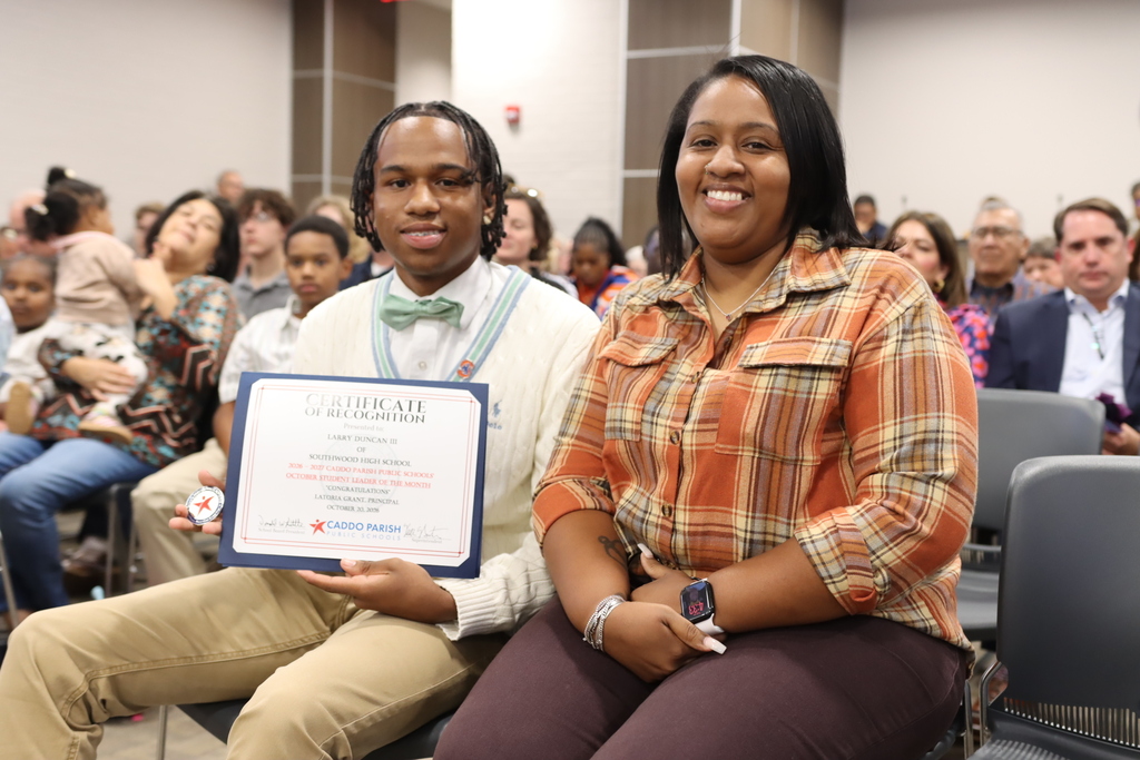 October Student Leader of the Month Larry Duncan with his mother