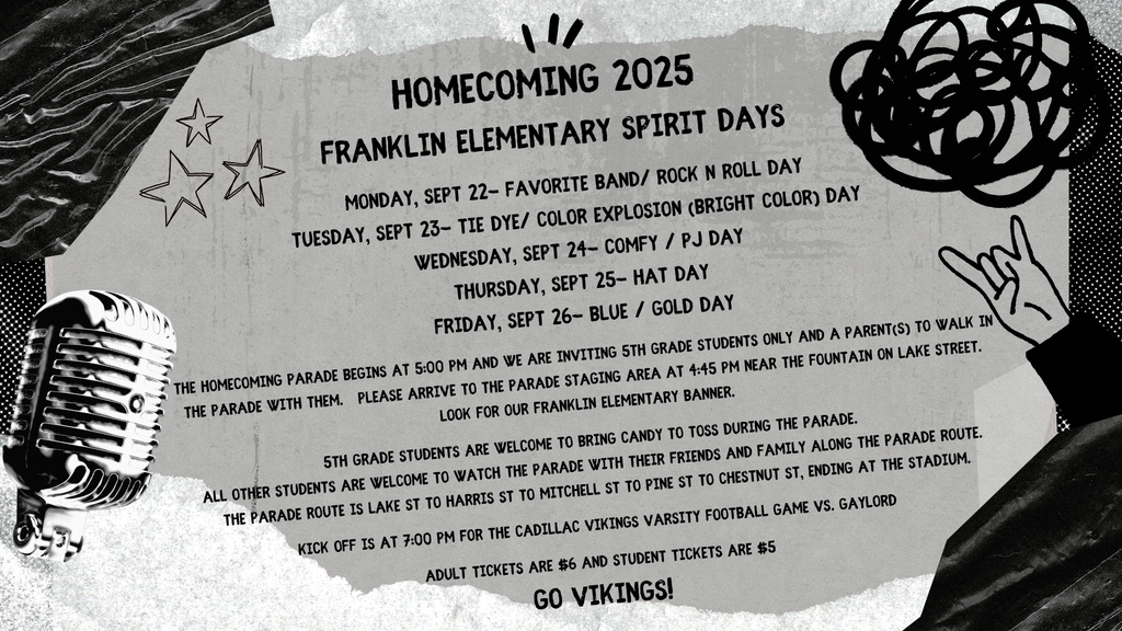 Franklin Spirit Days for the week of September 22nd - 26th, 2025