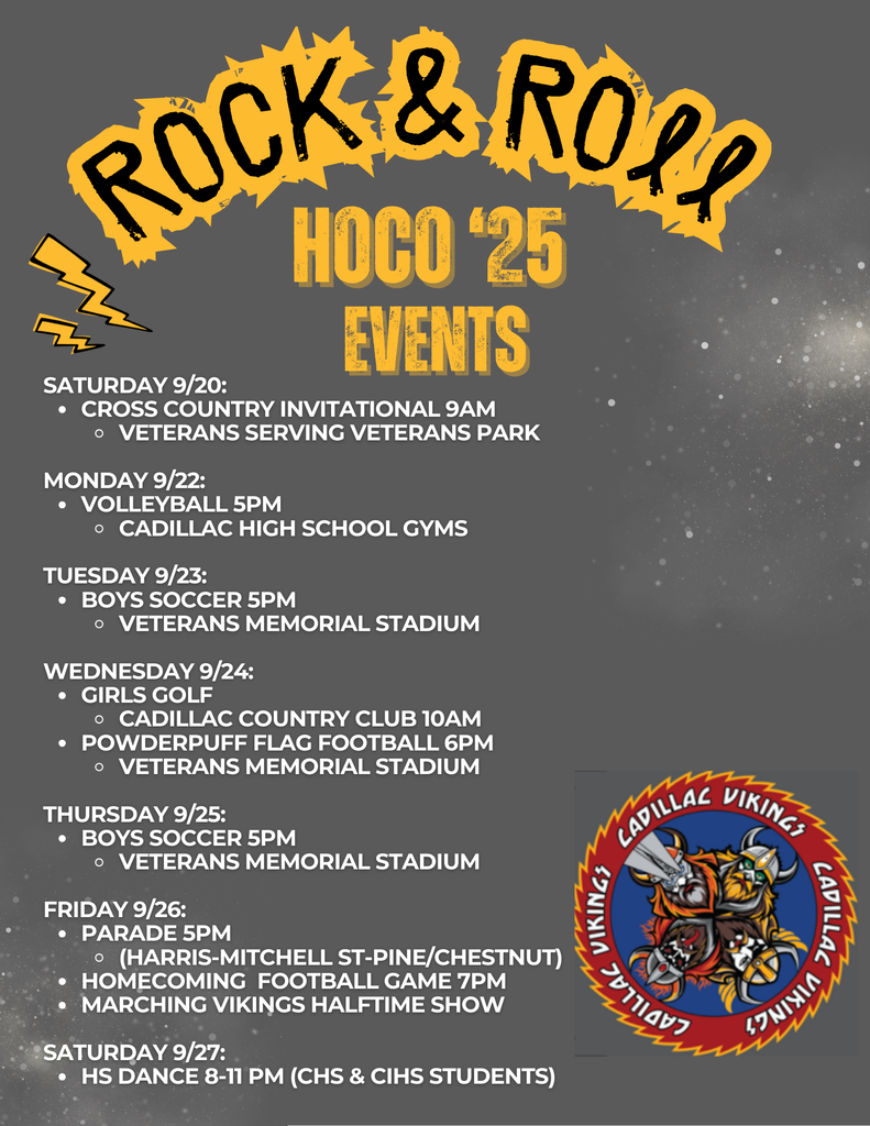 Cadillac Homecoming Game September 26th