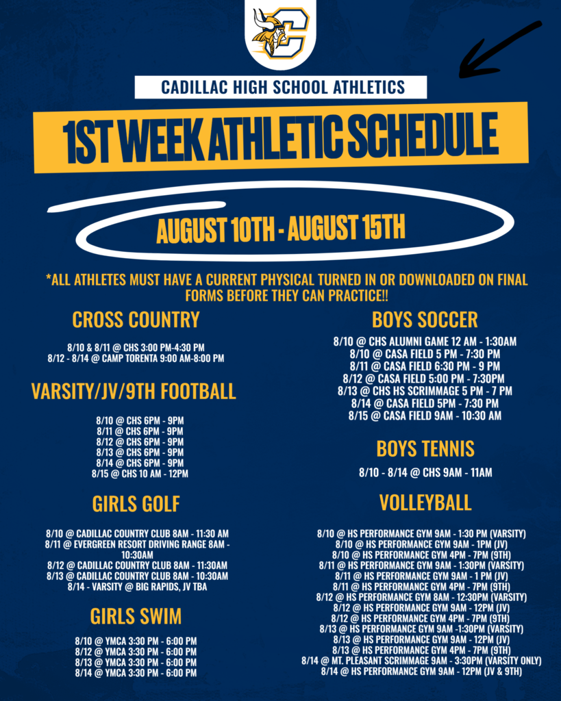 Fall Athletic Schedule