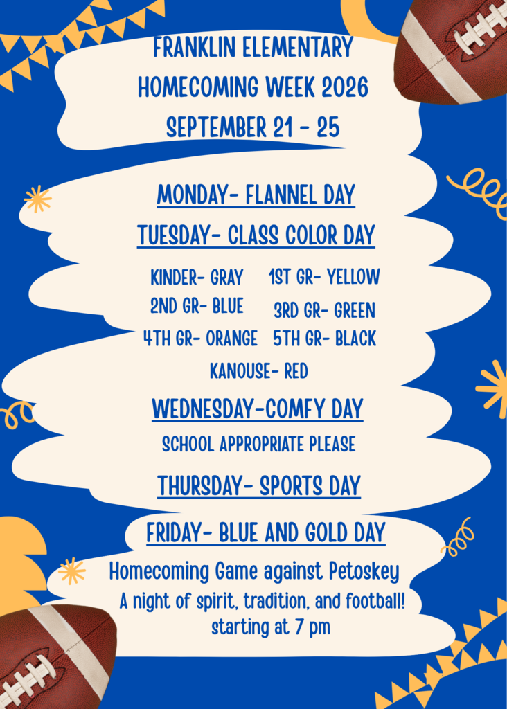 Franklin Elementary Homecoming Spirit Days- September 21-25