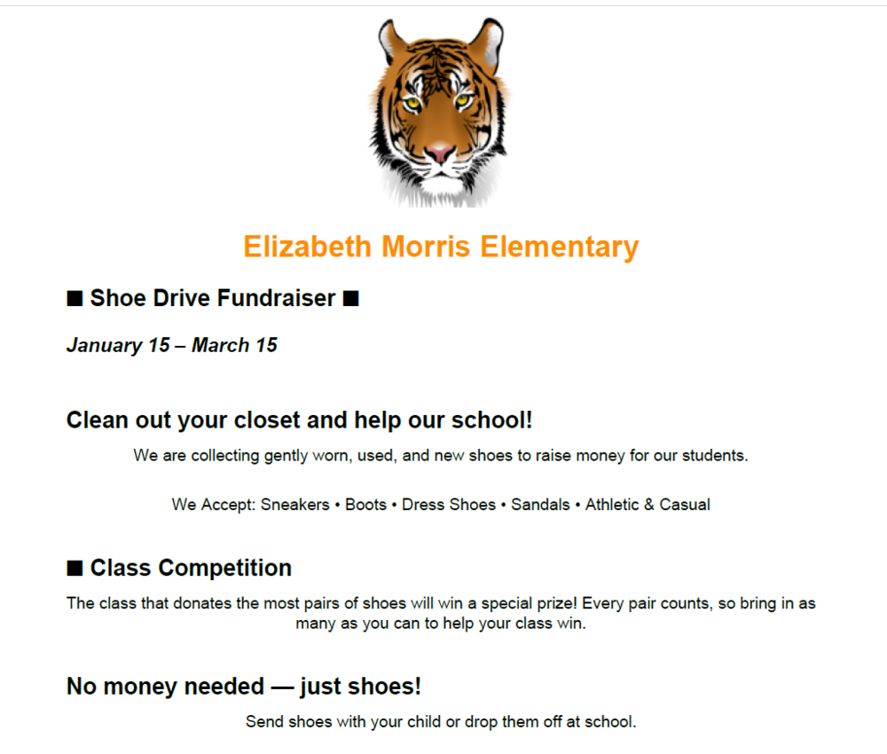 Shoe Drive Fundraiser 