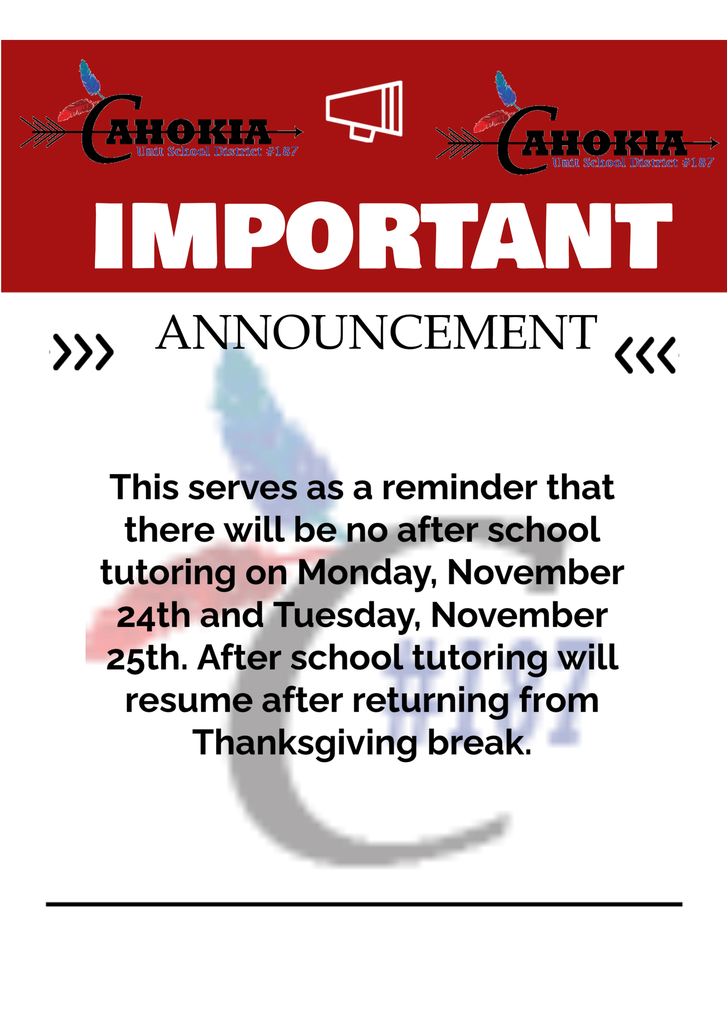 No tutoring Nov. 24th & 25th!