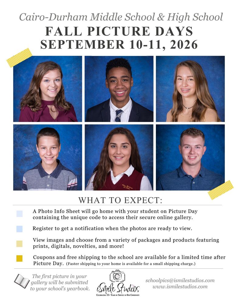 fall picture days - 09/10 and 09/11 for MS/HS students