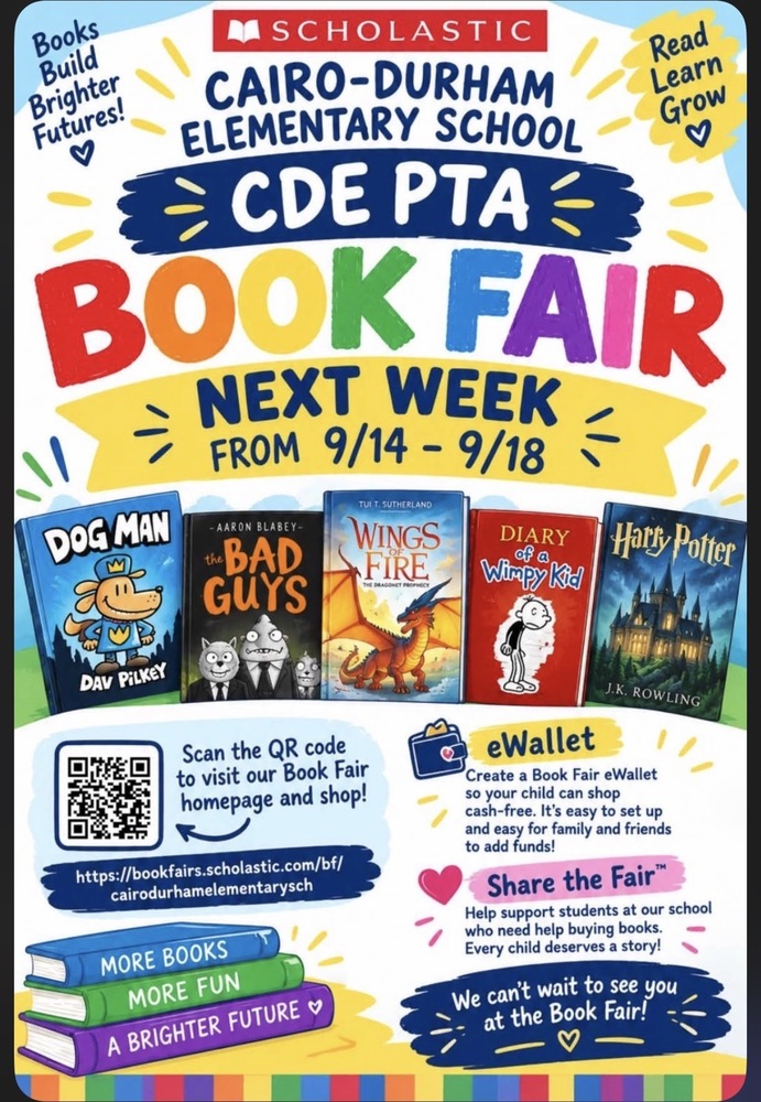CDE PTA Book Fair this week (09/14-09/18)