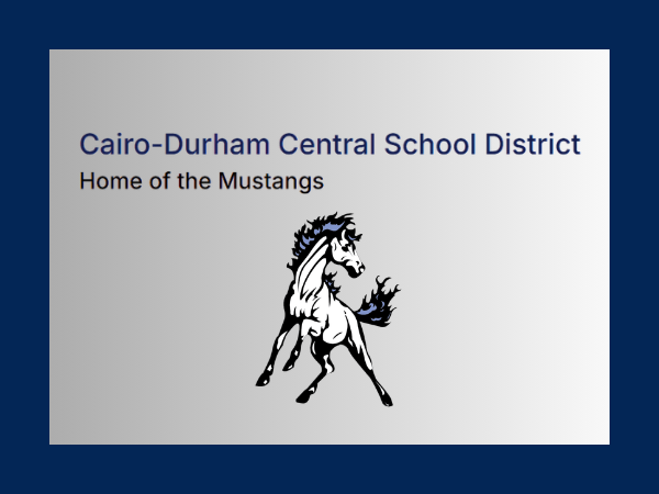 Cairo-Durham Central School District - Home of the Mustangs with Mustang logo