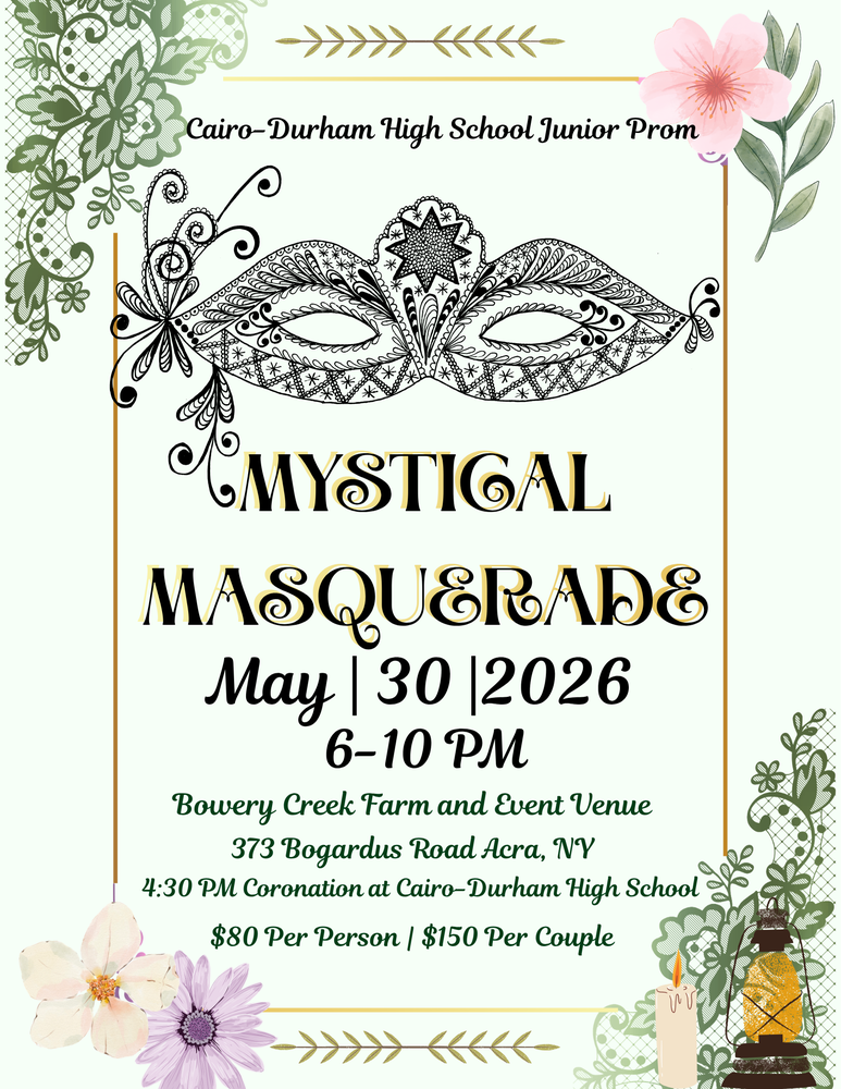 CDHS junior prom: Mystical Masquerade May 30 2026 from 6-10pm