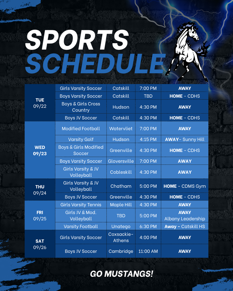 Sports Schedule Week of 09/21